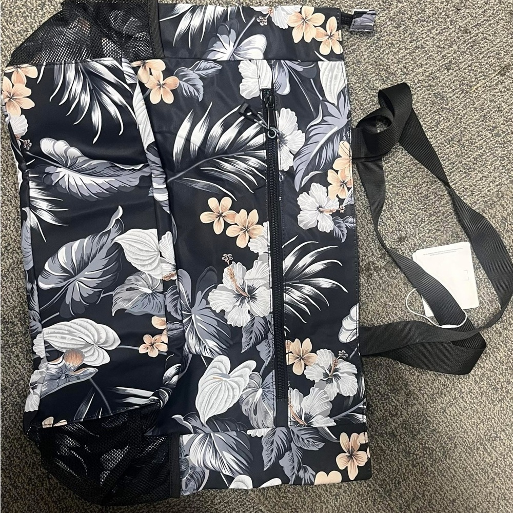 Floral Black and White Tote Bag